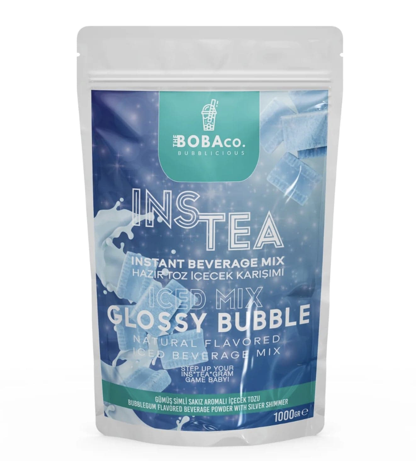 Instea Glossy Bubble - Gümüş Tozlu ve Bubblegum Aromalı Soğuk Çay Karışımı1Kg